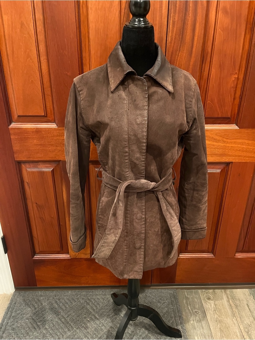 B.B. Dakota Pret A Porter Vintage Suede Safari Jacket Belted Size S Brown Y2K